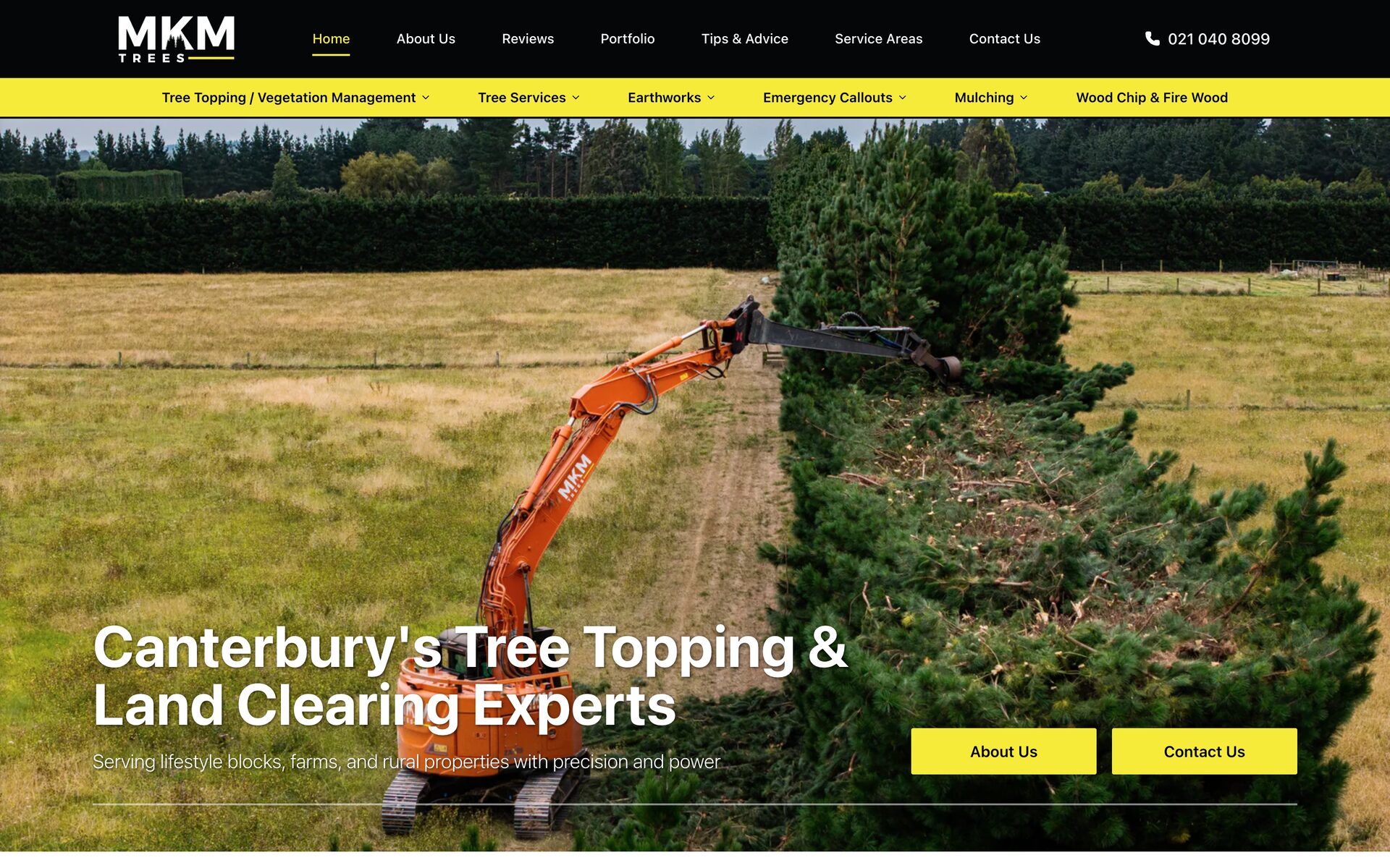 MKM Trees website screenshot